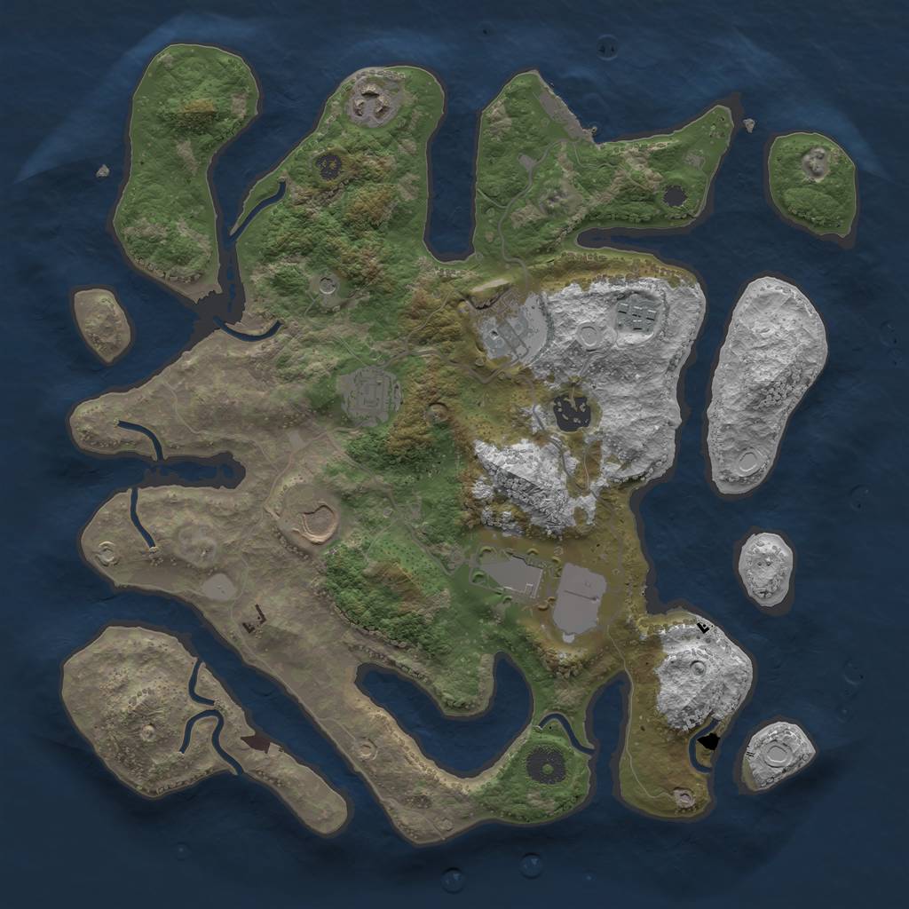 Rust Map: Procedural Map, Size: 3550, Seed: 788855, 14 Monuments