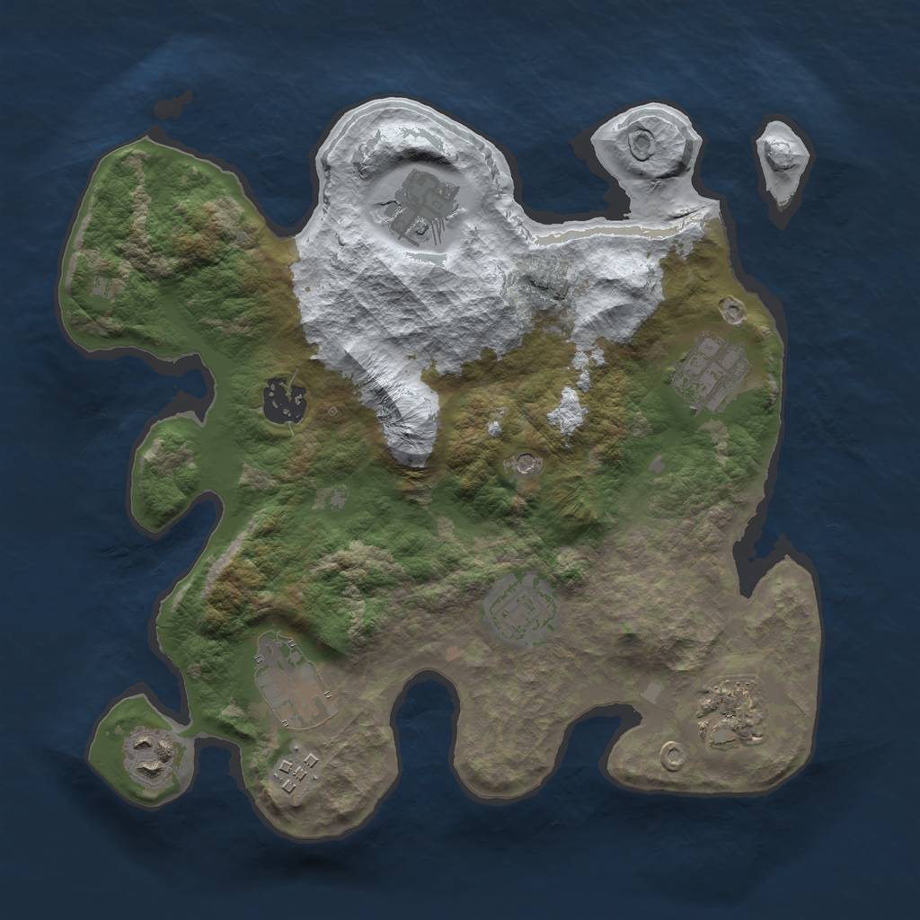 Rust Map: Barren, Size: 3000, Seed: 1, 11 Monuments