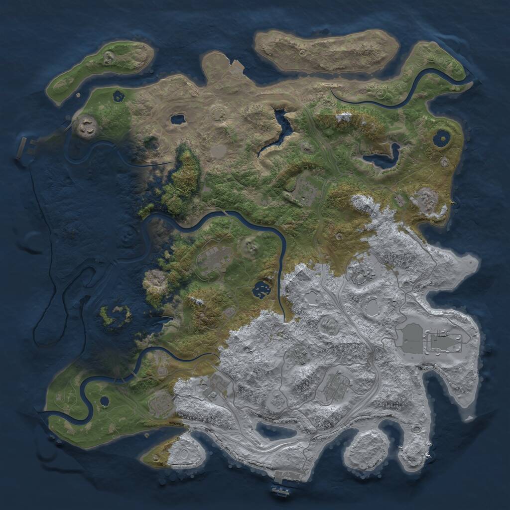 Rust Map: Procedural Map, Size: 4500, Seed: 621157685, 16 Monuments