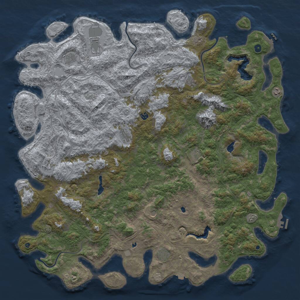 Rust Map: Procedural Map, Size: 6000, Seed: 38008, 17 Monuments