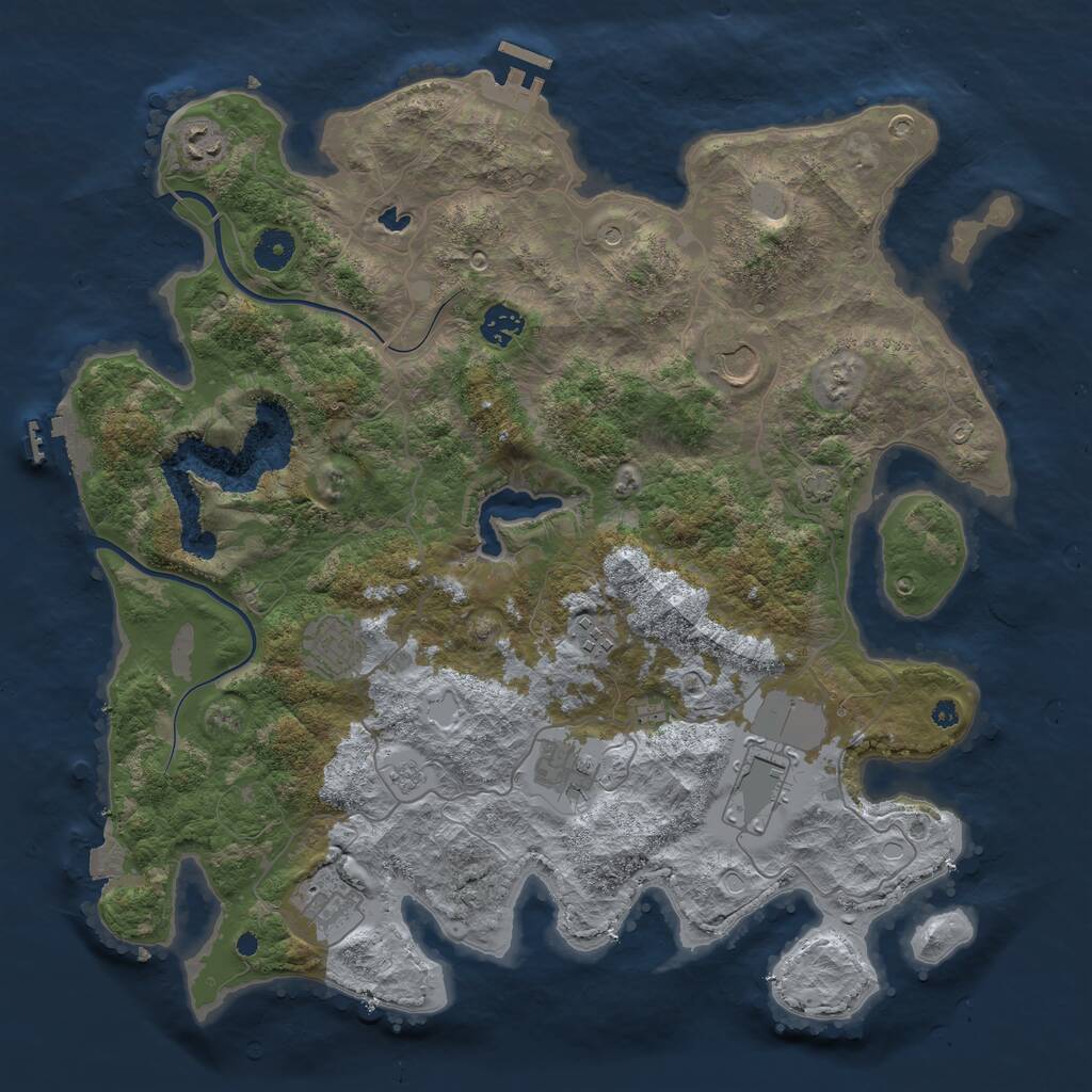 Rust Map: Procedural Map, Size: 4000, Seed: 50, 14 Monuments