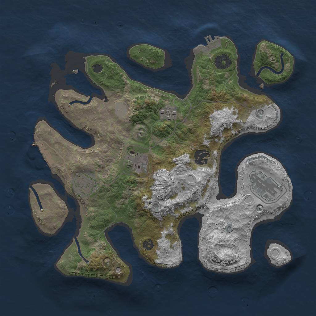 Rust Map: Procedural Map, Size: 3000, Seed: 712372, 13 Monuments