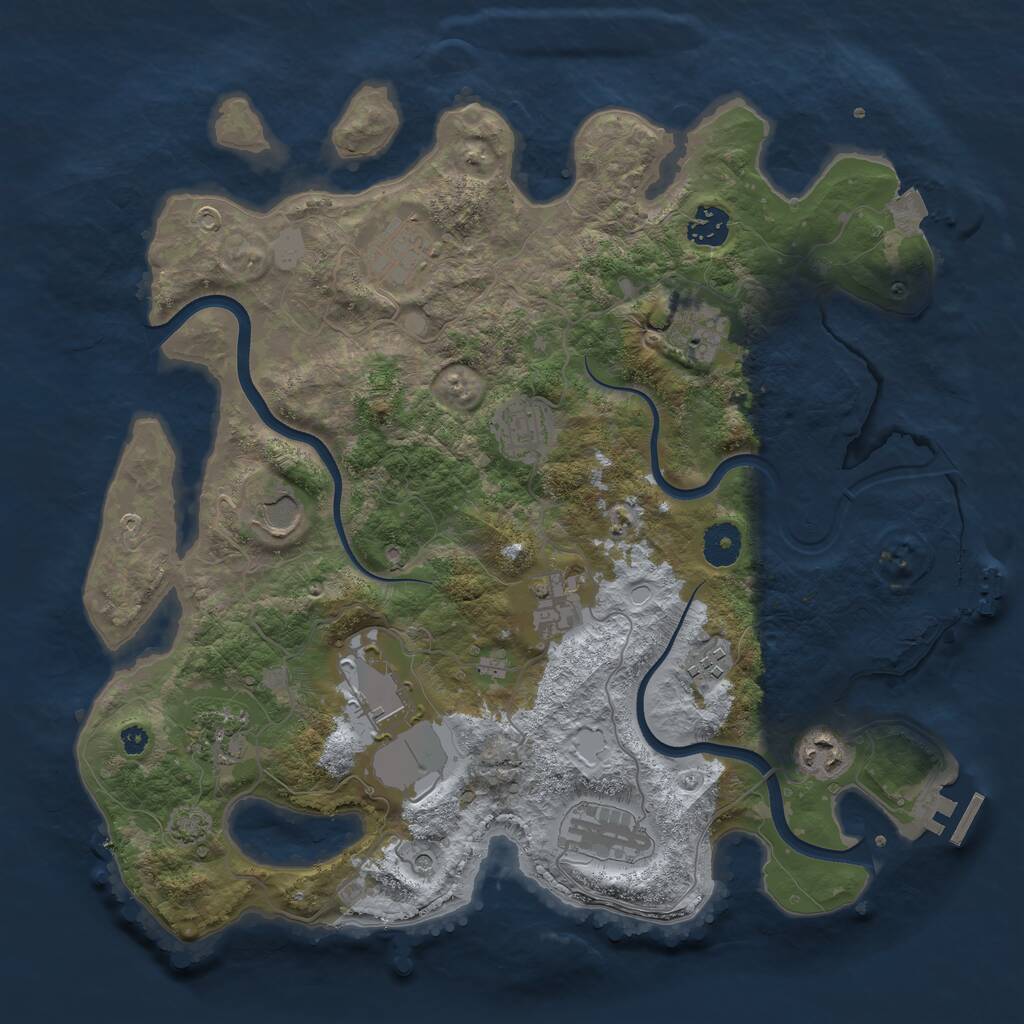 Rust Map: Procedural Map, Size: 3700, Seed: 121035302, 16 Monuments
