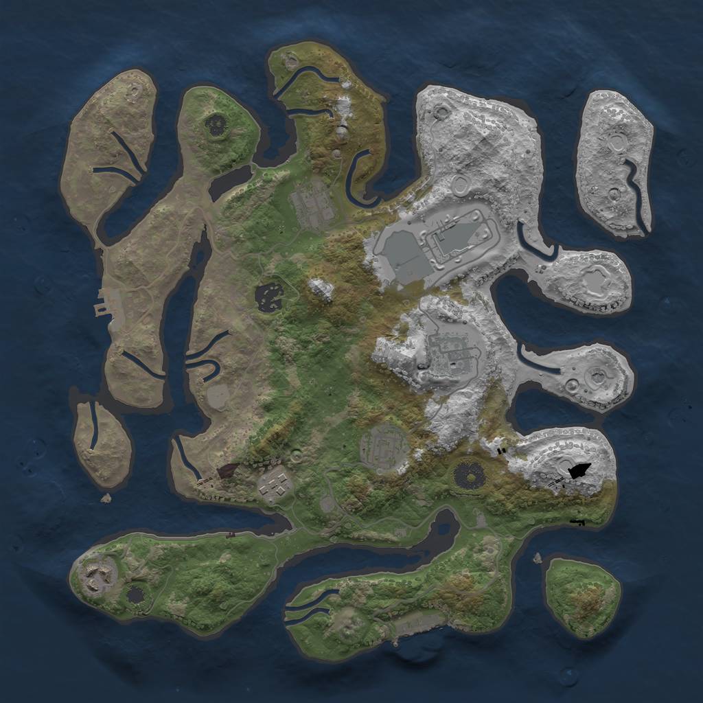 Rust Map: Procedural Map, Size: 3500, Seed: 169668426, 15 Monuments