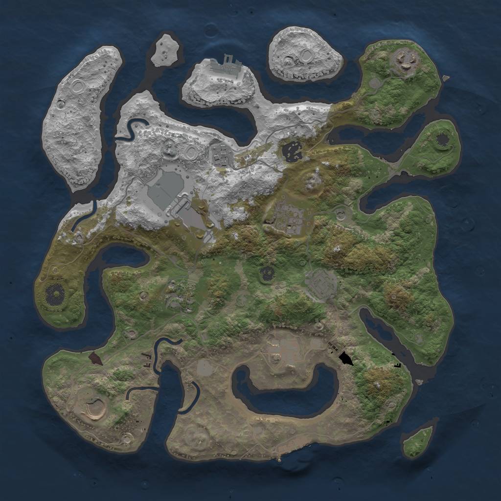 Rust Map: Procedural Map, Size: 3550, Seed: 670240, 17 Monuments