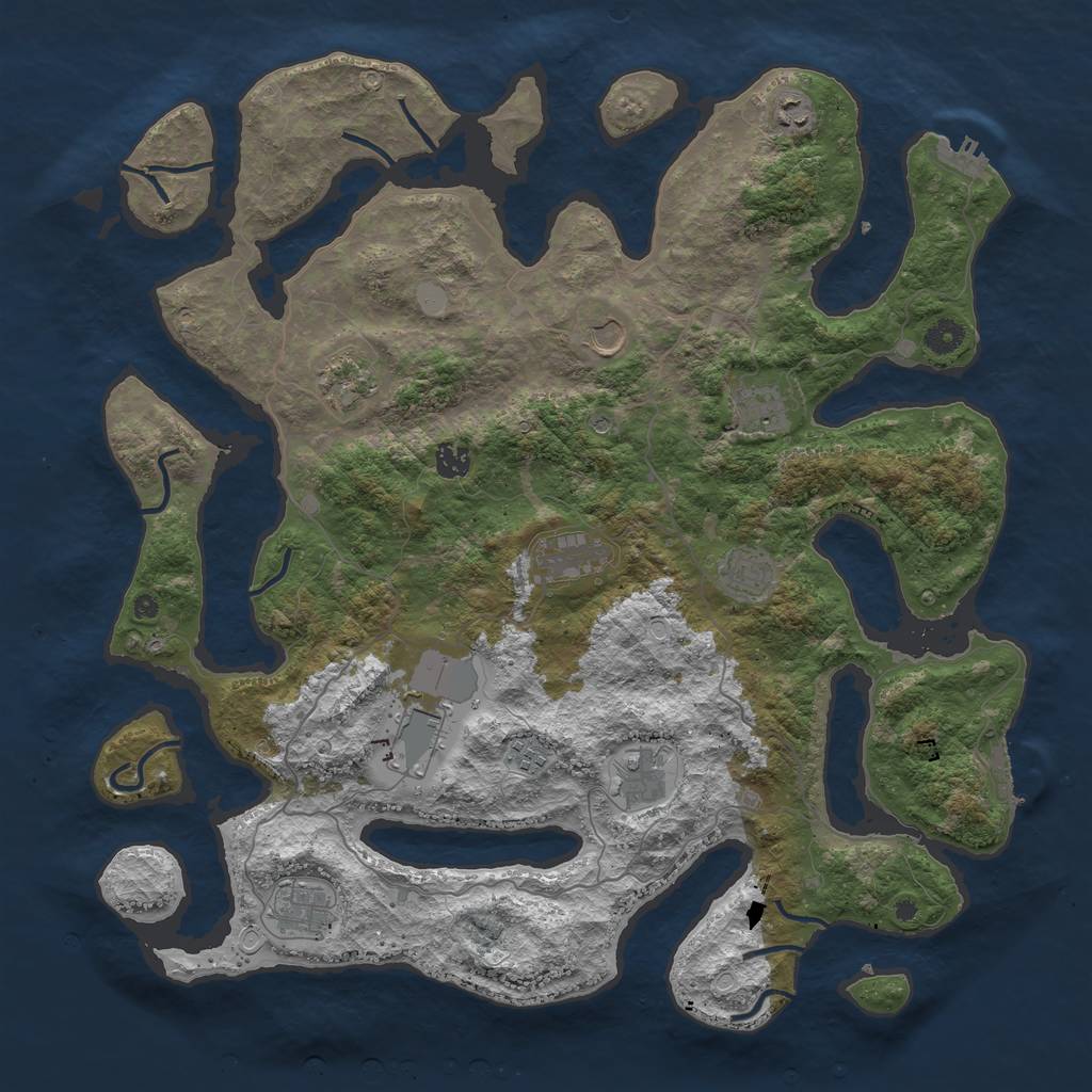 Rust Map: Procedural Map, Size: 4500, Seed: 52348, 19 Monuments