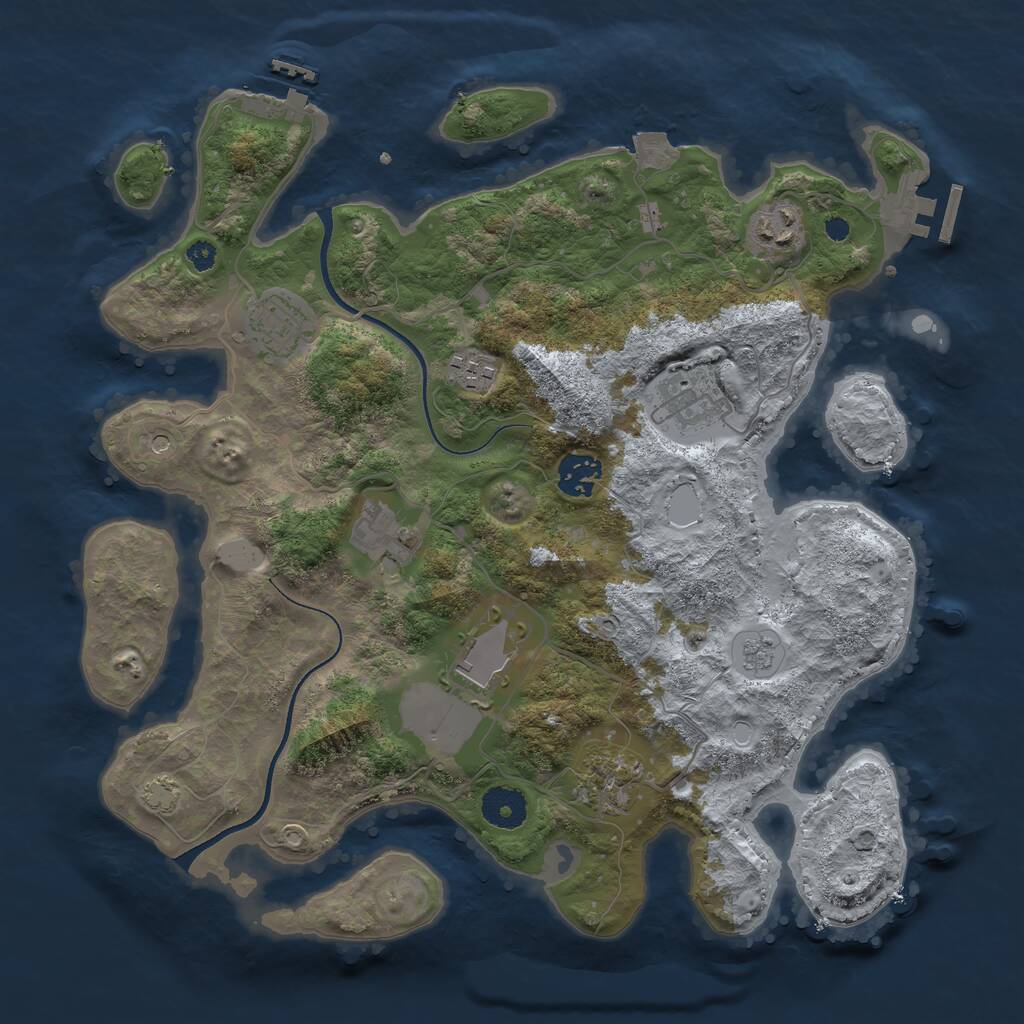 Rust Map: Procedural Map, Size: 3500, Seed: 241, 14 Monuments