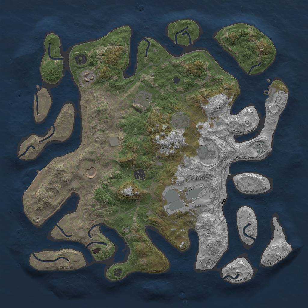 Rust Map: Procedural Map, Size: 4000, Seed: 988237, 16 Monuments