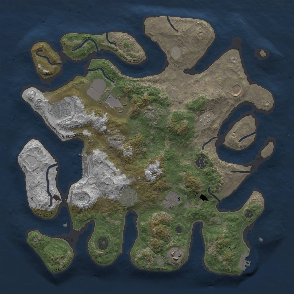 Rust Map: Procedural Map, Size: 3700, Seed: 1702444957, 17 Monuments