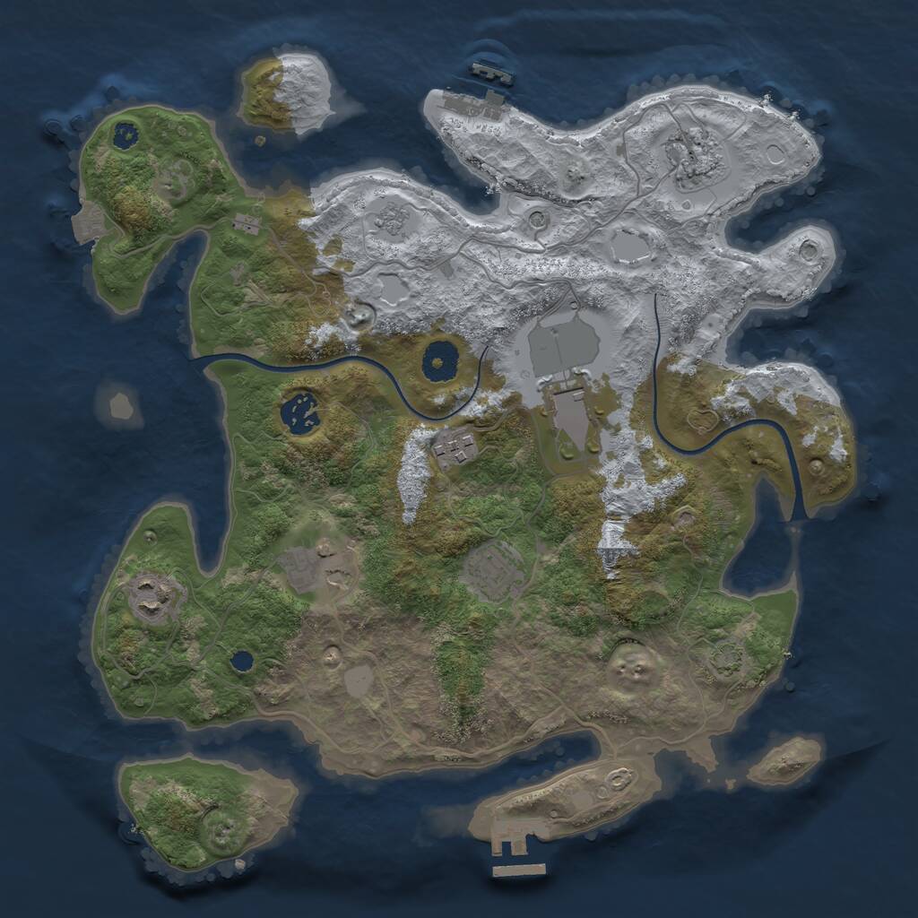 Rust Map: Procedural Map, Size: 3500, Seed: 1862976840, 13 Monuments