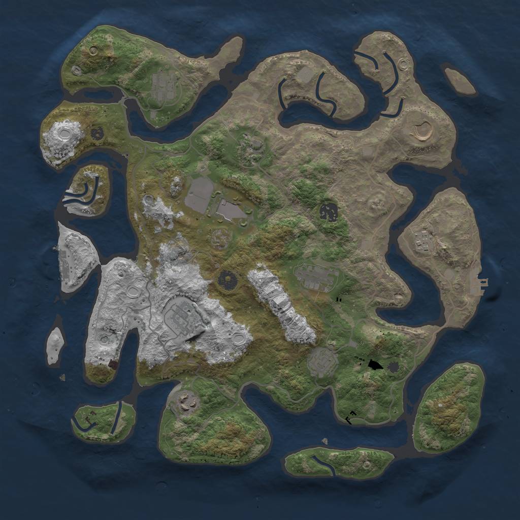 Rust Map: Procedural Map, Size: 4000, Seed: 3562, 18 Monuments