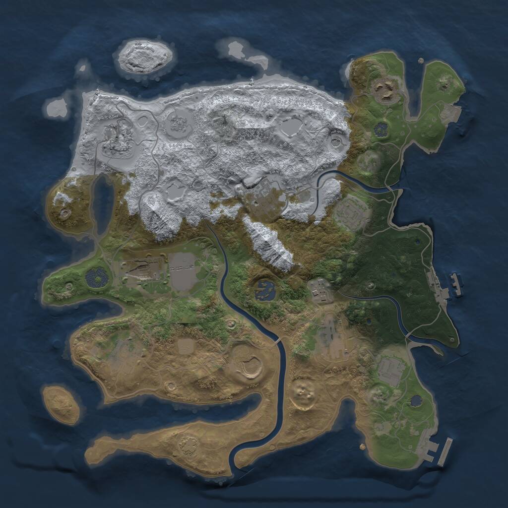 Rust Map: Procedural Map, Size: 3500, Seed: 22, 18 Monuments