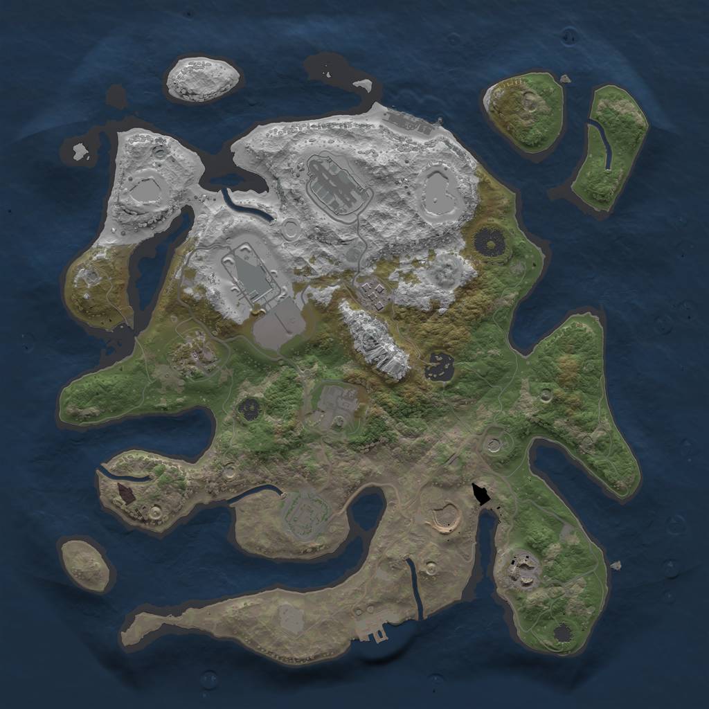 Rust Map: Procedural Map, Size: 3500, Seed: 22, 17 Monuments