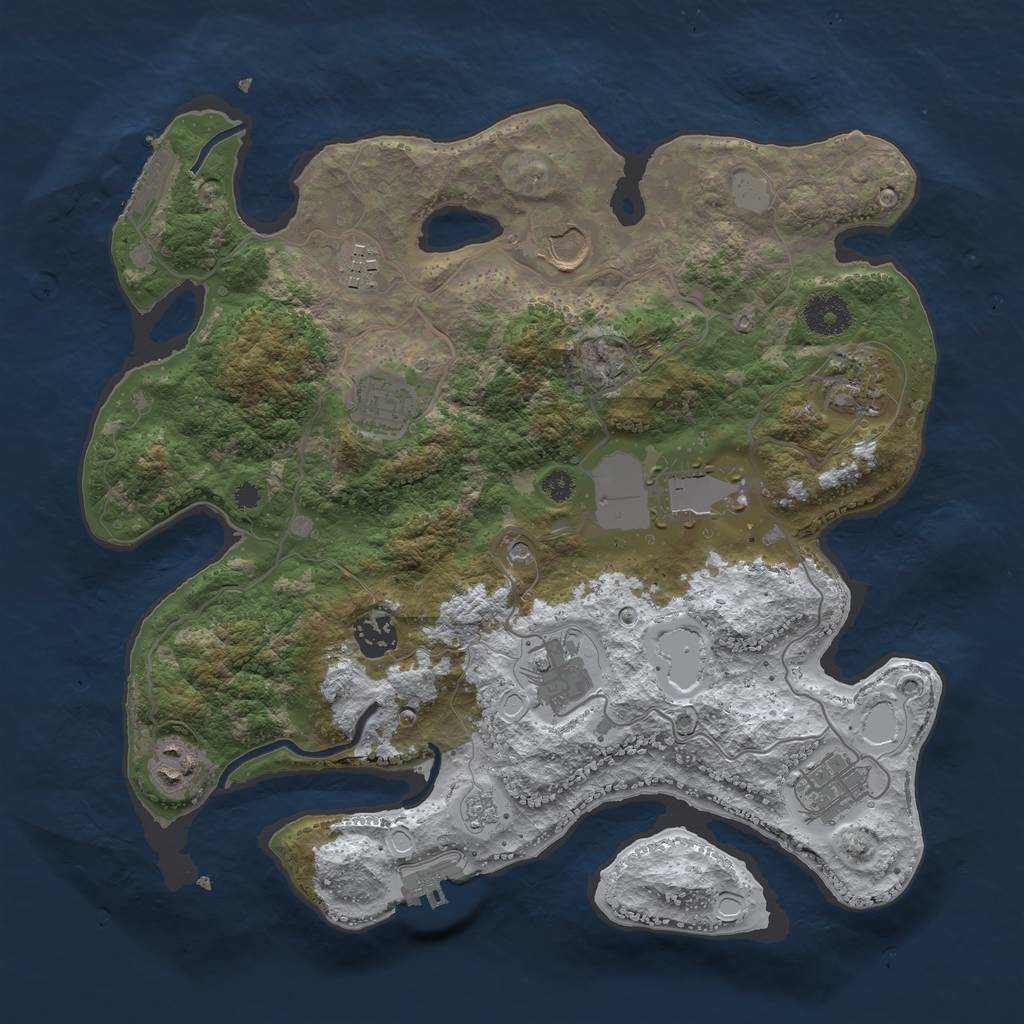 Rust Map: Procedural Map, Size: 3500, Seed: 1233413925, 18 Monuments