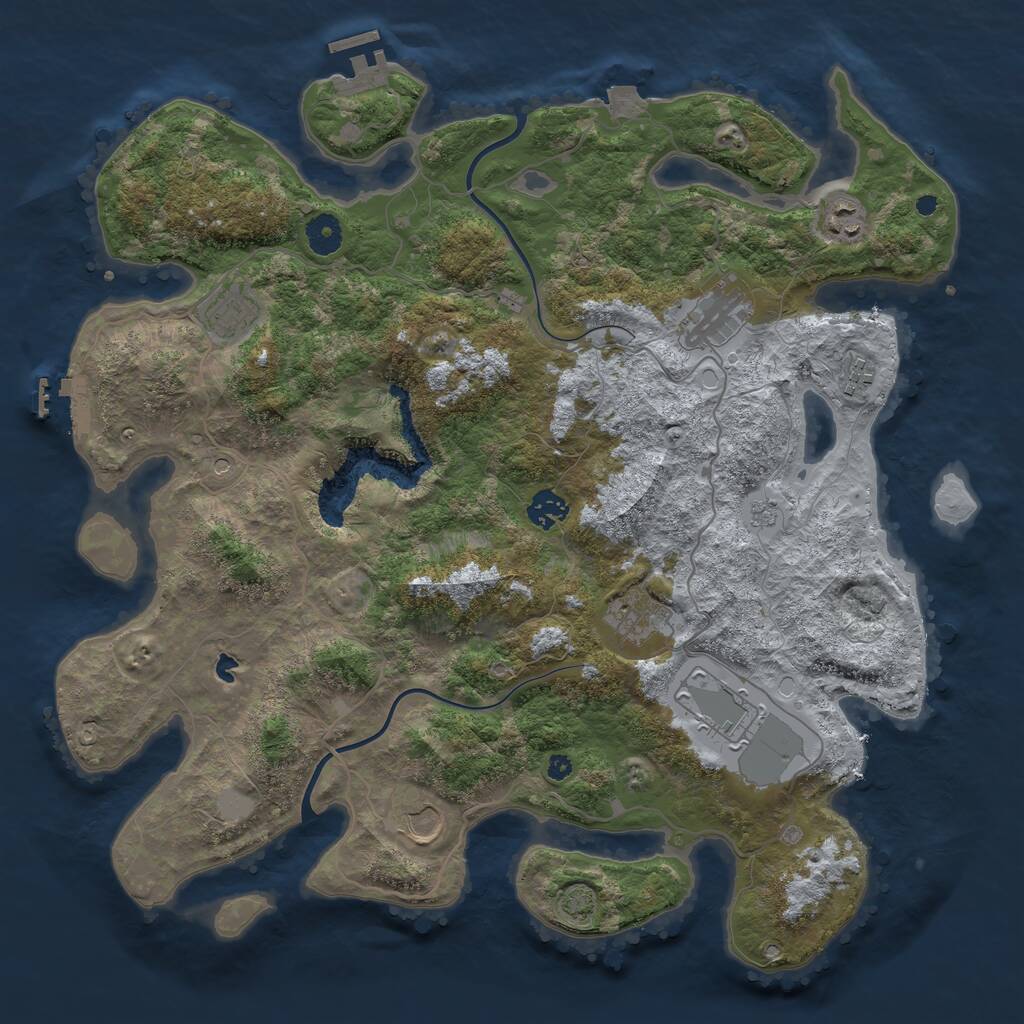 Rust Map: Procedural Map, Size: 4000, Seed: 313288, 14 Monuments