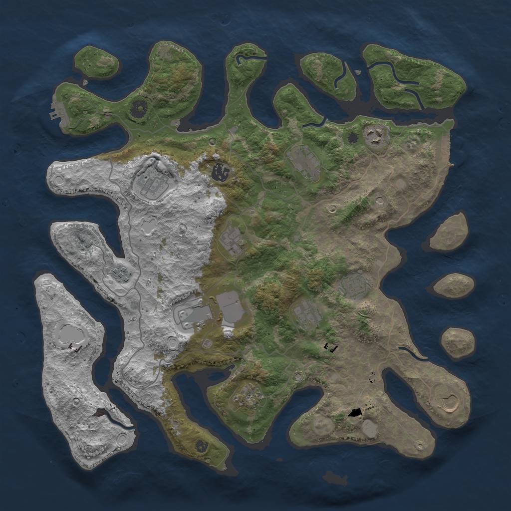 Rust Map: Procedural Map, Size: 4250, Seed: 1941361620, 19 Monuments