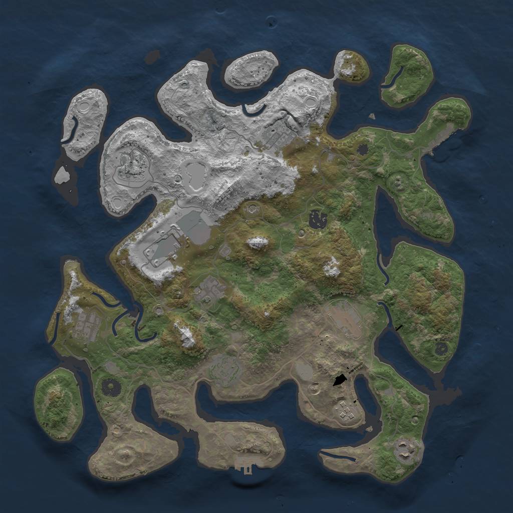 Rust Map: Procedural Map, Size: 3950, Seed: 644568642, 18 Monuments