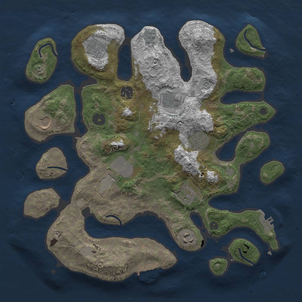 Rust Map: Procedural Map, Size: 3600, Seed: 2145, 17 Monuments