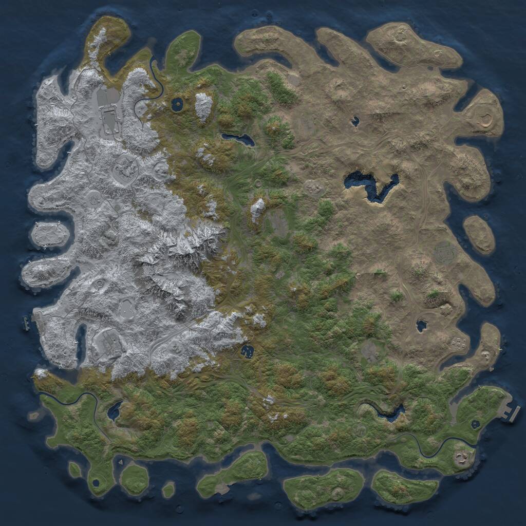 Rust Map: Procedural Map, Size: 6000, Seed: 7423, 17 Monuments