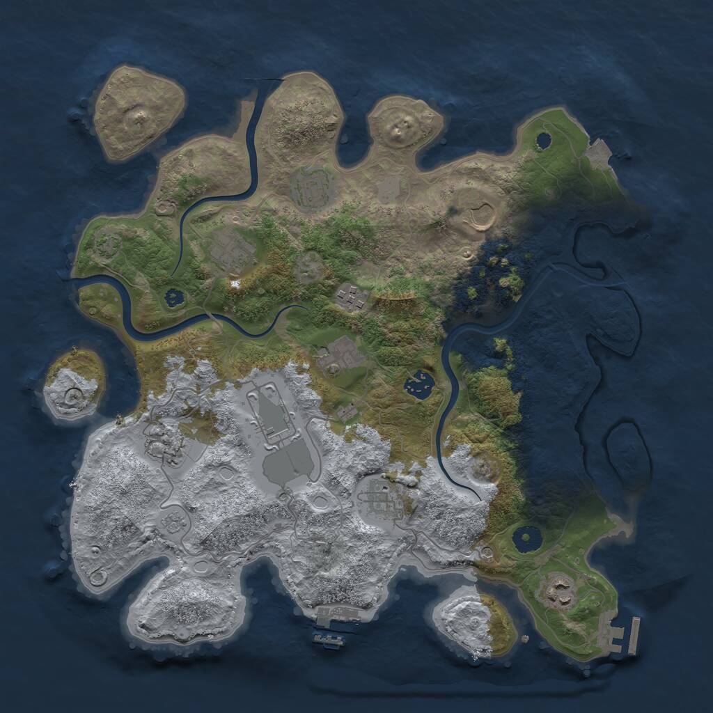 Rust Map: Procedural Map, Size: 3800, Seed: 3361, 16 Monuments