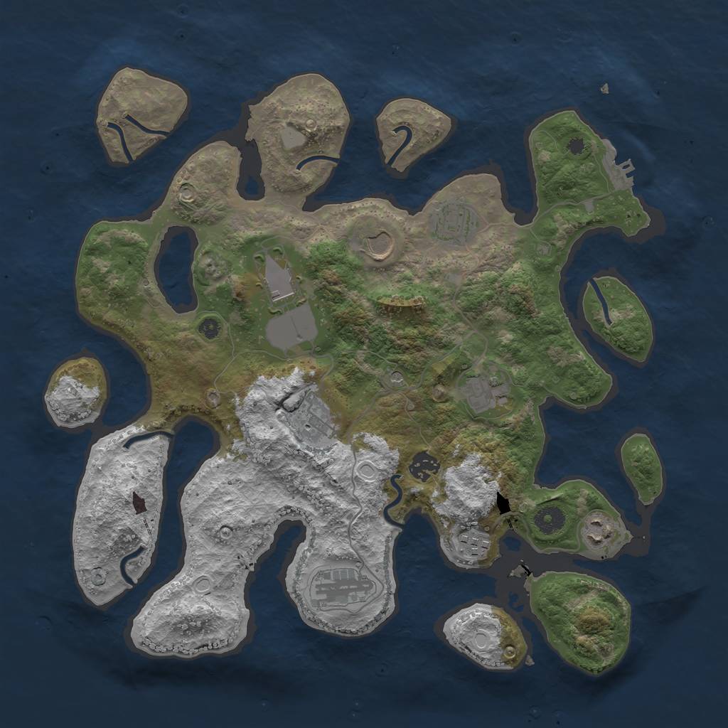 Rust Map: Procedural Map, Size: 3800, Seed: 3361, 16 Monuments