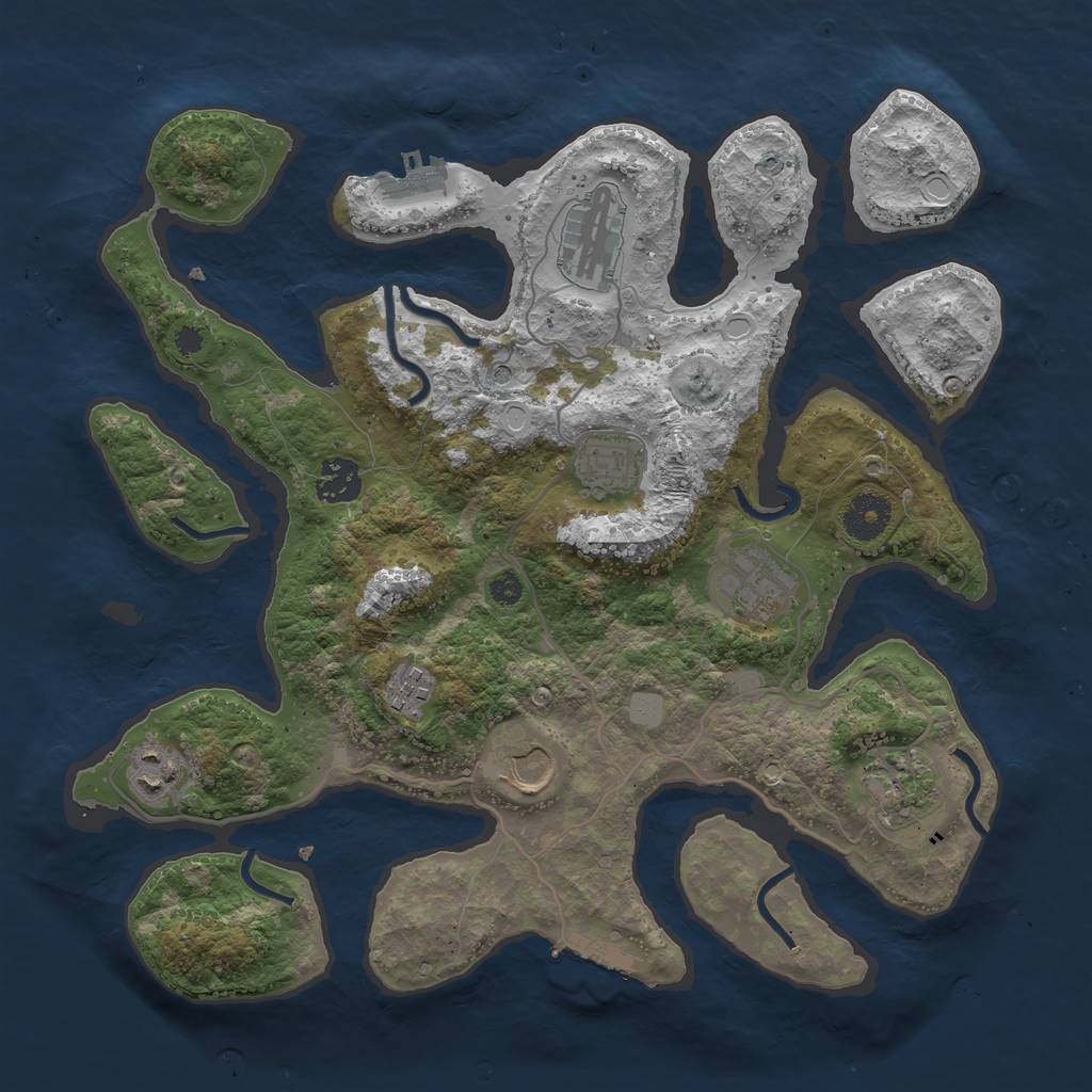 Rust Map: Procedural Map, Size: 3500, Seed: 14046688, 16 Monuments