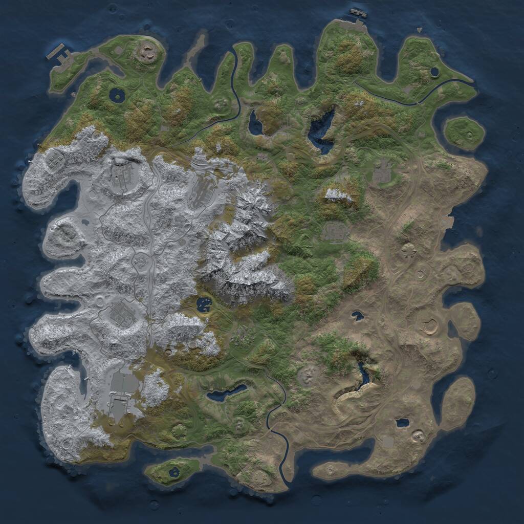 Rust Map: Procedural Map, Size: 5000, Seed: 218447, 17 Monuments