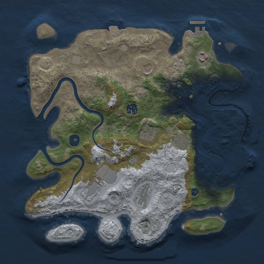 Rust Map: Procedural Map, Size: 3500, Seed: 344270356, 14 Monuments
