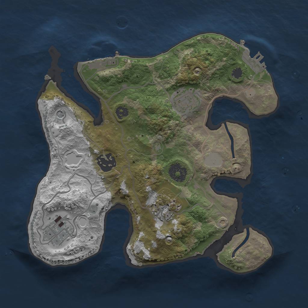 Rust Map: Procedural Map, Size: 2500, Seed: 1380875774, 12 Monuments