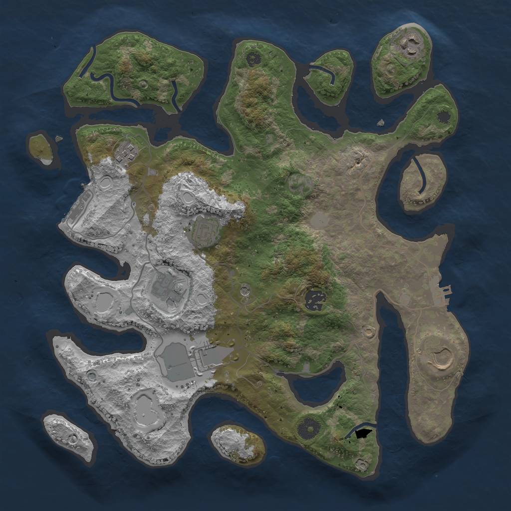 Rust Map: Procedural Map, Size: 3550, Seed: 551780, 15 Monuments