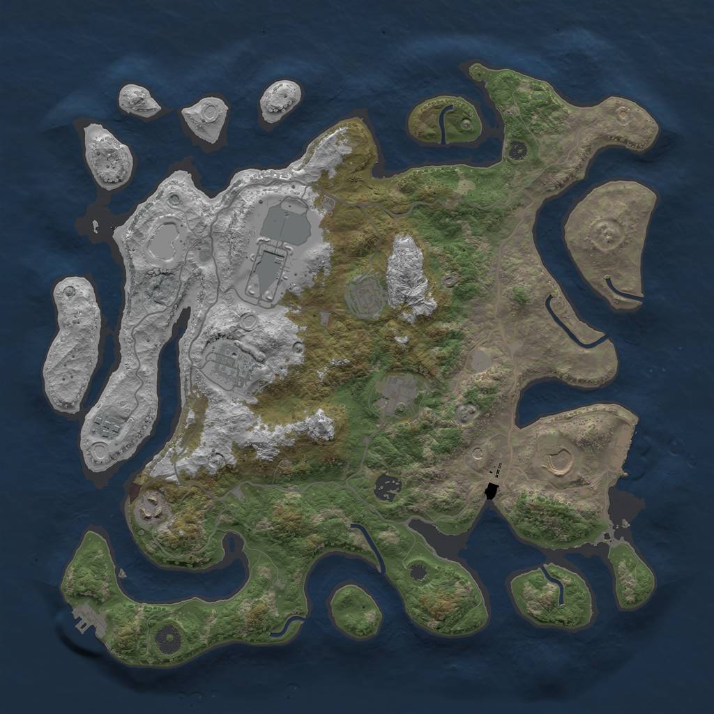 Rust Map: Procedural Map, Size: 4000, Seed: 84091, 16 Monuments