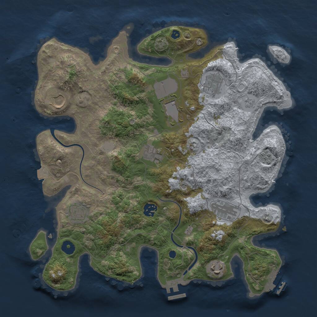 Rust Map: Procedural Map, Size: 3550, Seed: 630067, 15 Monuments