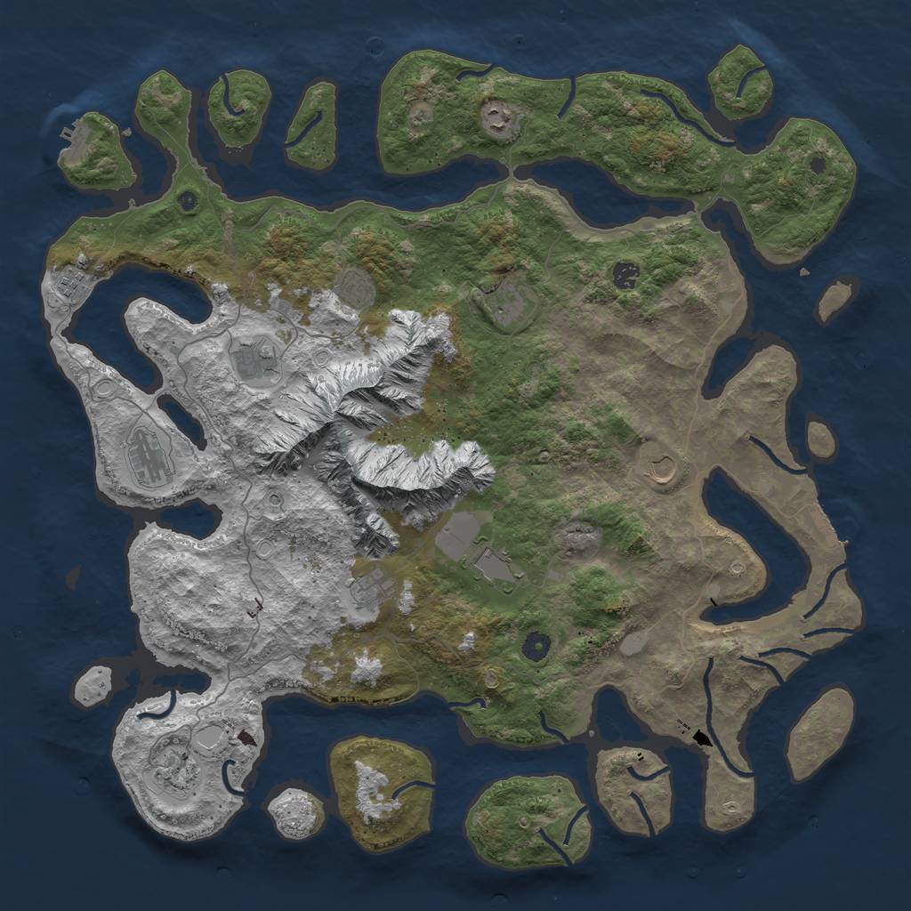 Rust Map: Procedural Map, Size: 5000, Seed: 100, 19 Monuments