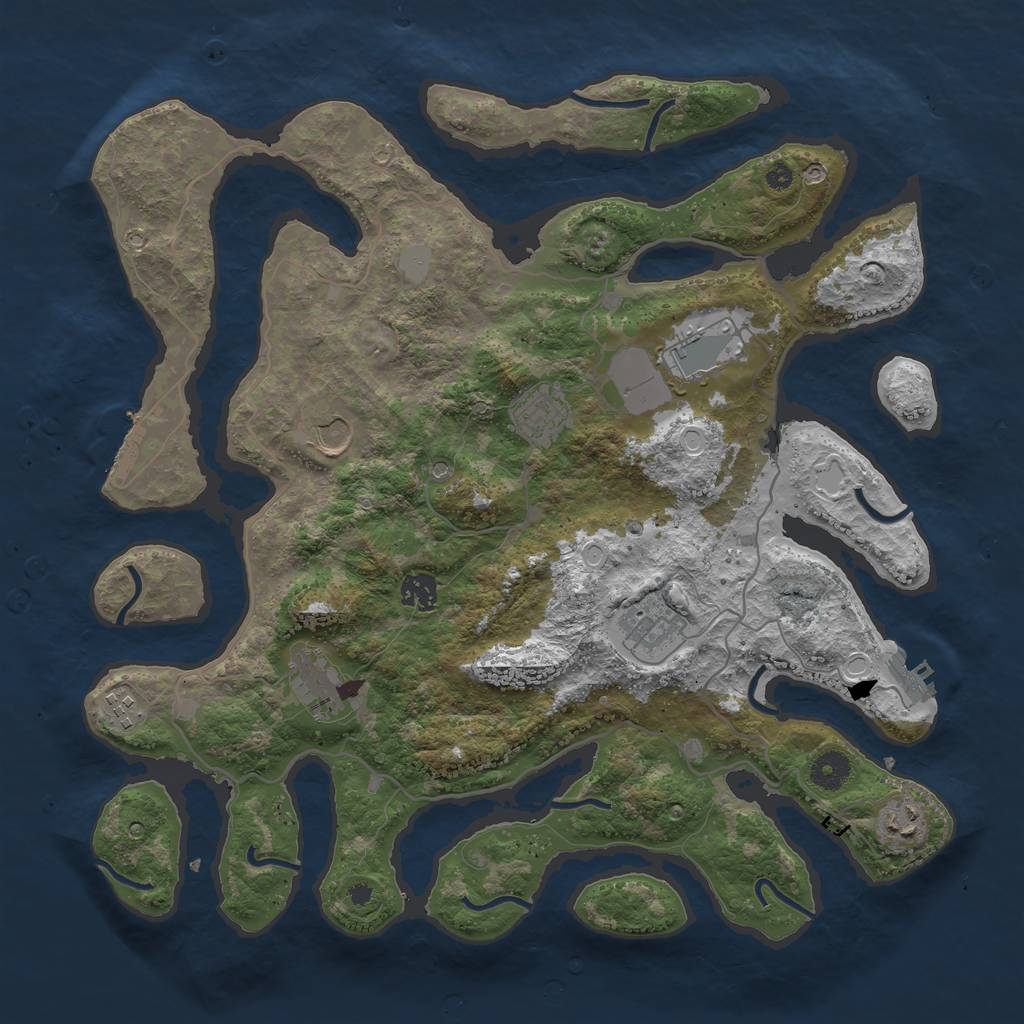 Rust Map: Procedural Map, Size: 4000, Seed: 546291, 16 Monuments