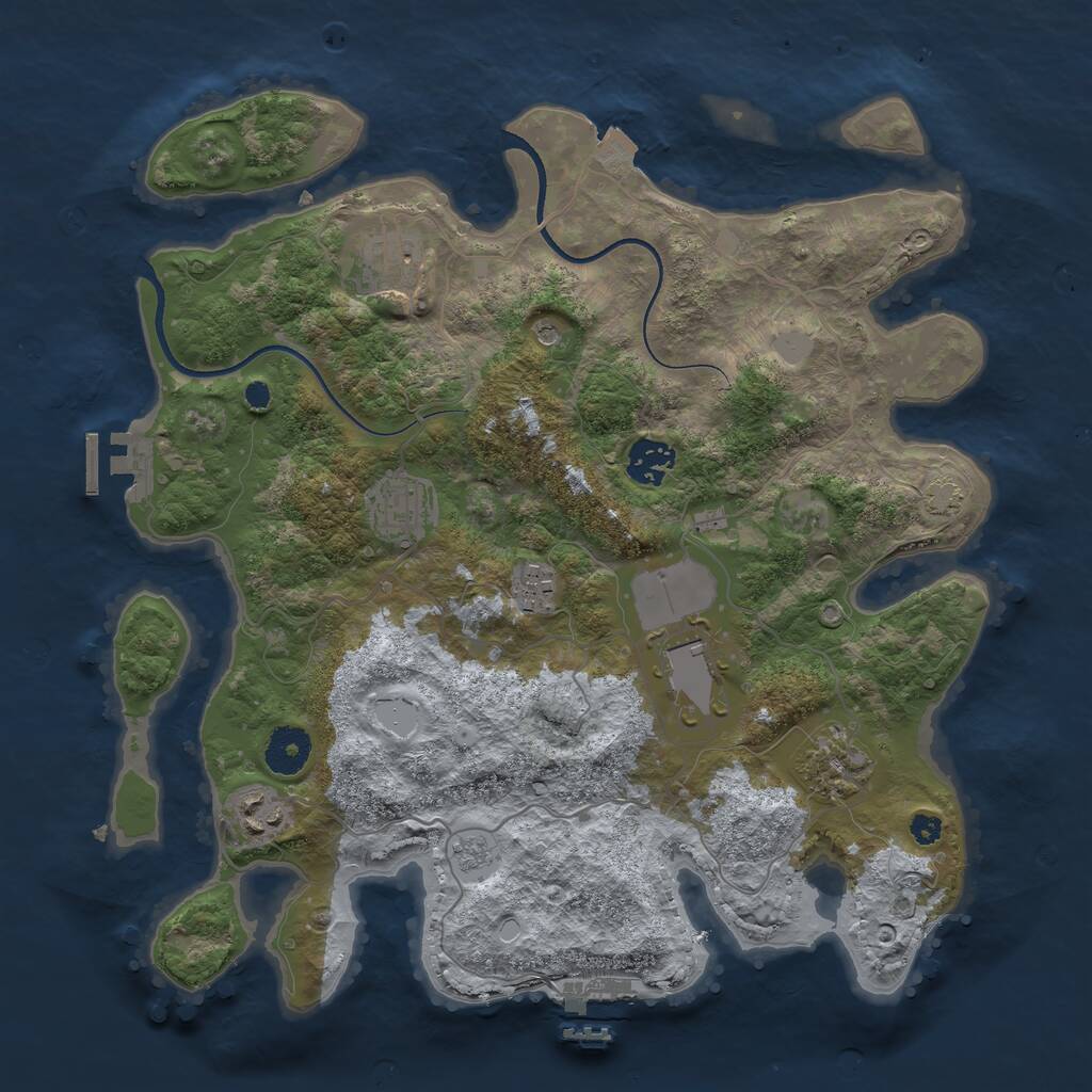 Rust Map: Procedural Map, Size: 3500, Seed: 823736585, 13 Monuments