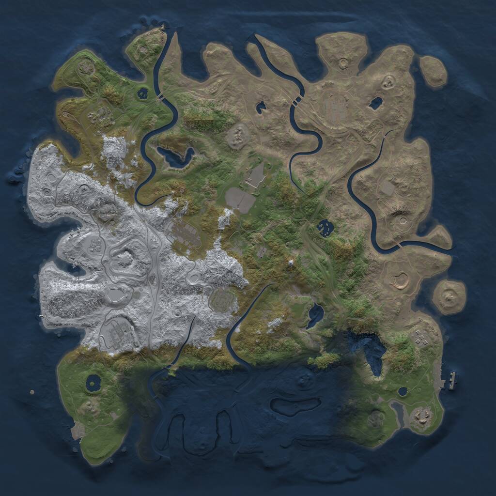 Rust Map: Procedural Map, Size: 4500, Seed: 76, 16 Monuments