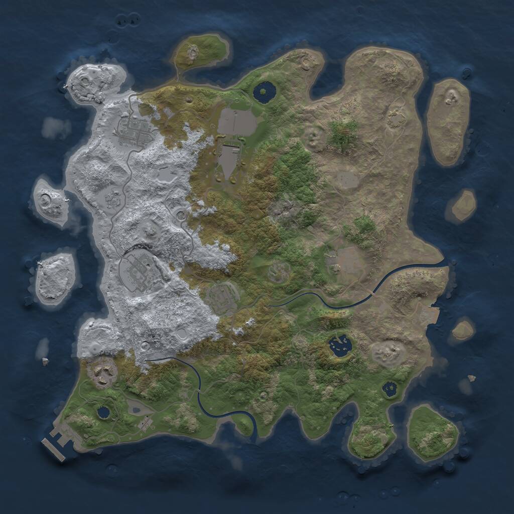 Rust Map: Procedural Map, Size: 3550, Seed: 784837, 12 Monuments