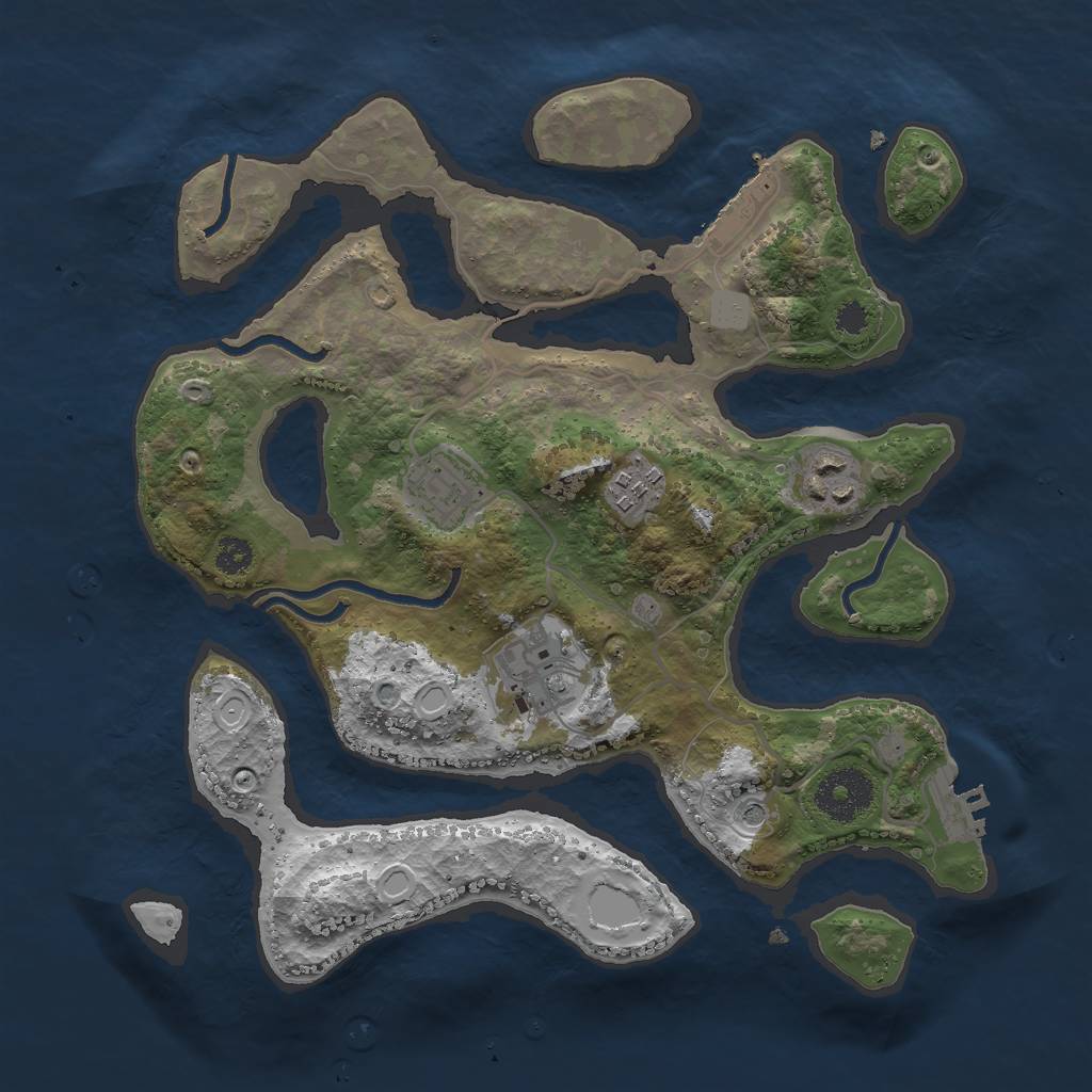 Rust Map: Procedural Map, Size: 3000, Seed: 1974794742, 12 Monuments