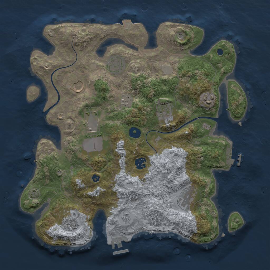 Rust Map: Procedural Map, Size: 3500, Seed: 4182455, 15 Monuments