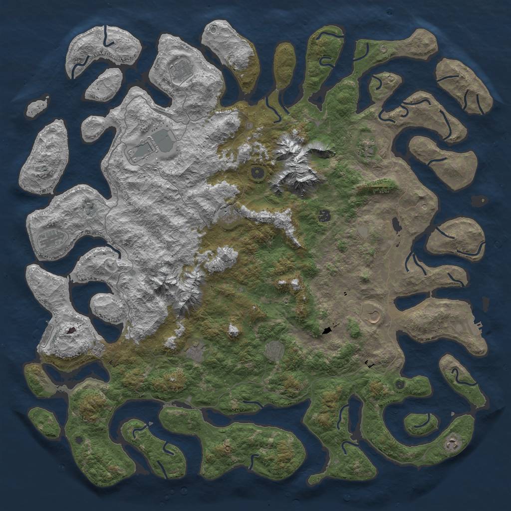 Rust Map: Procedural Map, Size: 6000, Seed: 45173747, 19 Monuments