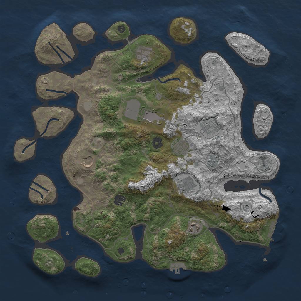 Rust Map: Procedural Map, Size: 4000, Seed: 647786, 17 Monuments