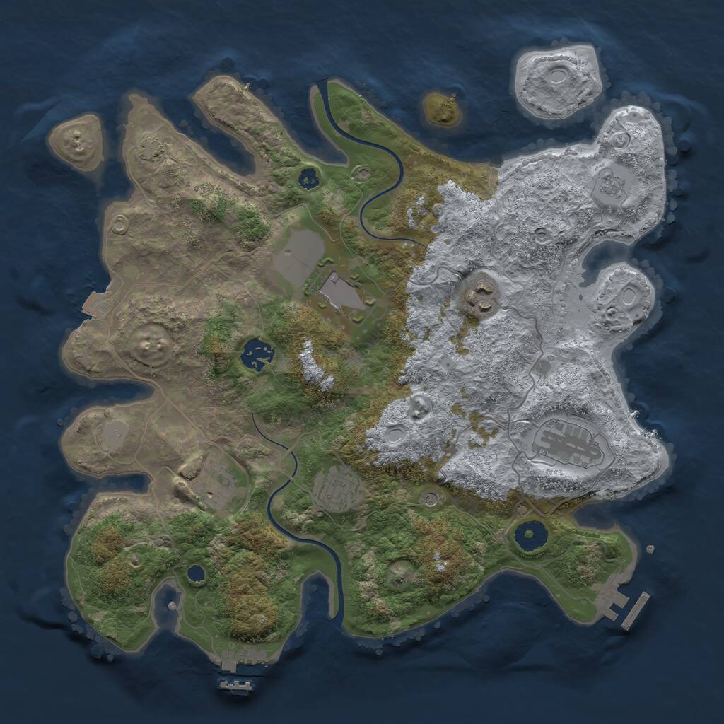 Rust Map: Procedural Map, Size: 3500, Seed: 43235664, 12 Monuments