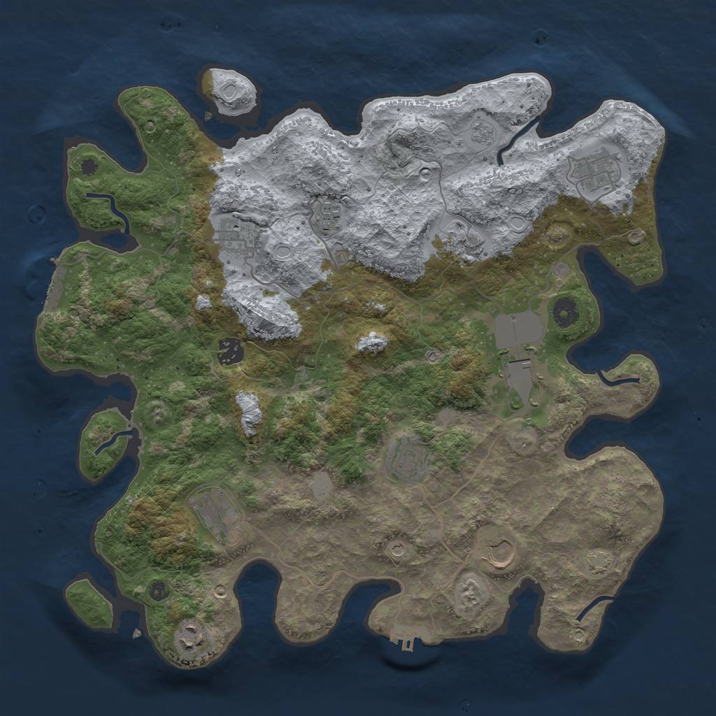 Rust Map: Procedural Map, Size: 3850, Seed: 1, 18 Monuments