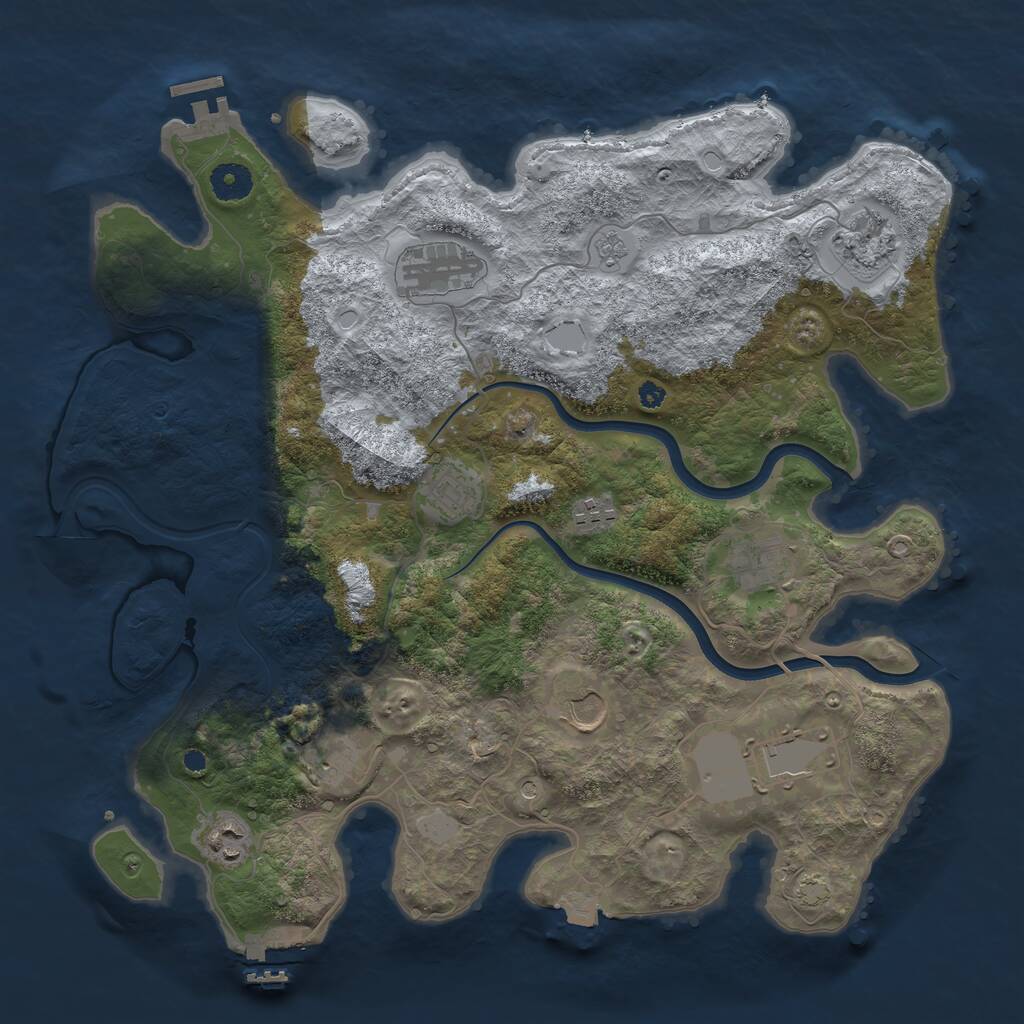 Rust Map: Procedural Map, Size: 3850, Seed: 1, 15 Monuments