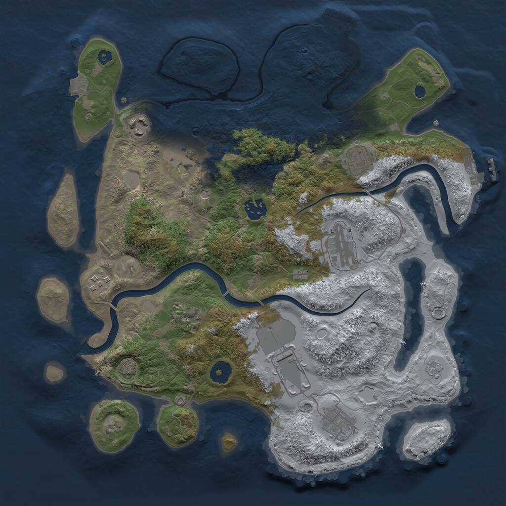 Rust Map: Procedural Map, Size: 3500, Seed: 863877085, 15 Monuments