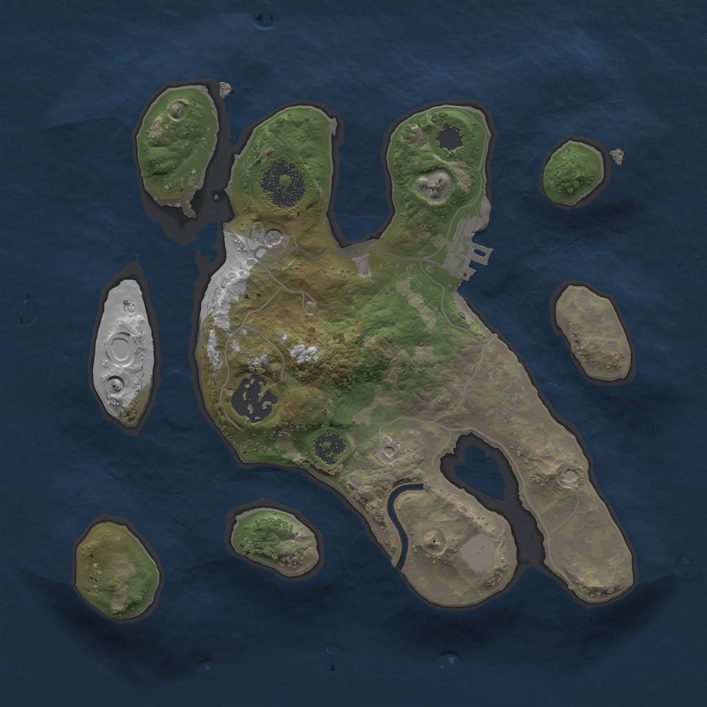 Rust Map: Procedural Map, Size: 2400, Seed: 2, 8 Monuments