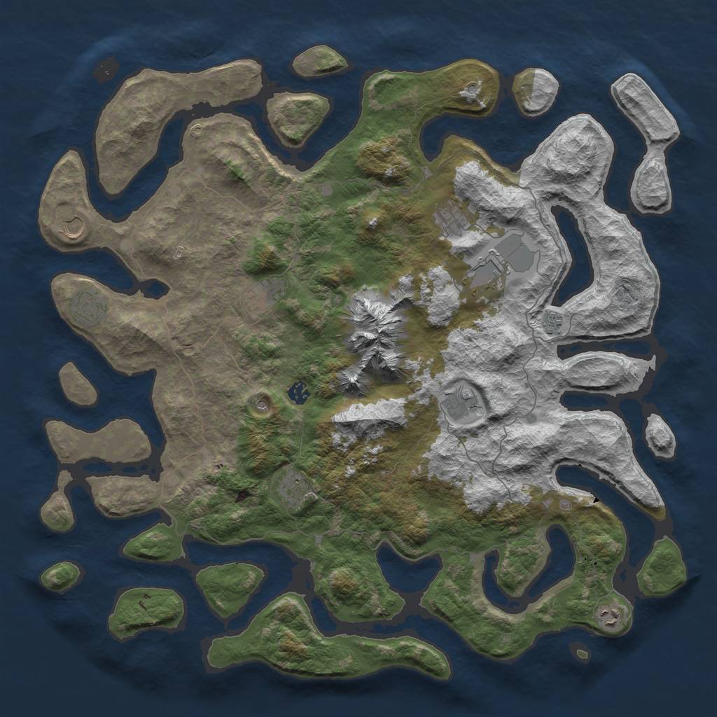 Rust Map: Barren, Size: 5000, Seed: 82544807, 13 Monuments