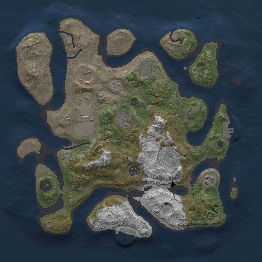 Rust Map: Procedural Map, Size: 3500, Seed: 3920142, 16 Monuments