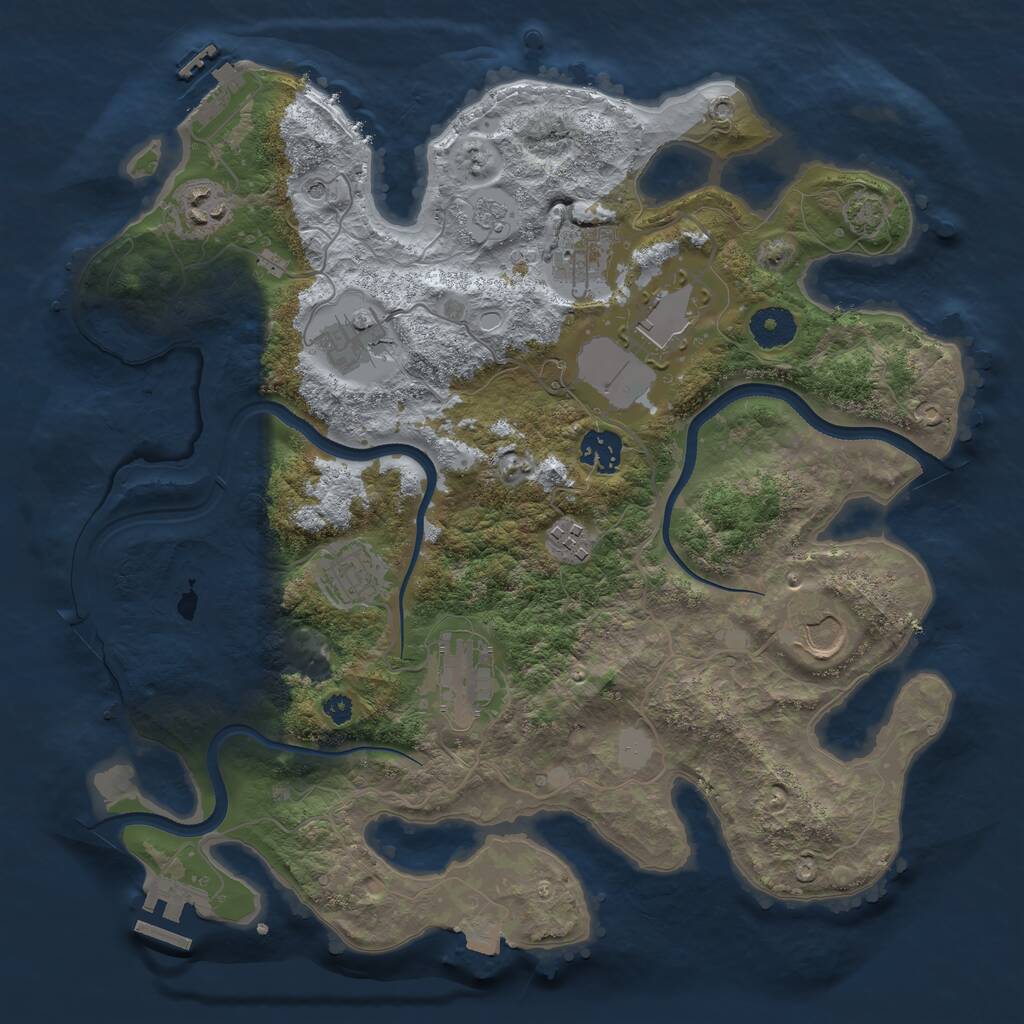 Rust Map: Procedural Map, Size: 3550, Seed: 969610, 15 Monuments