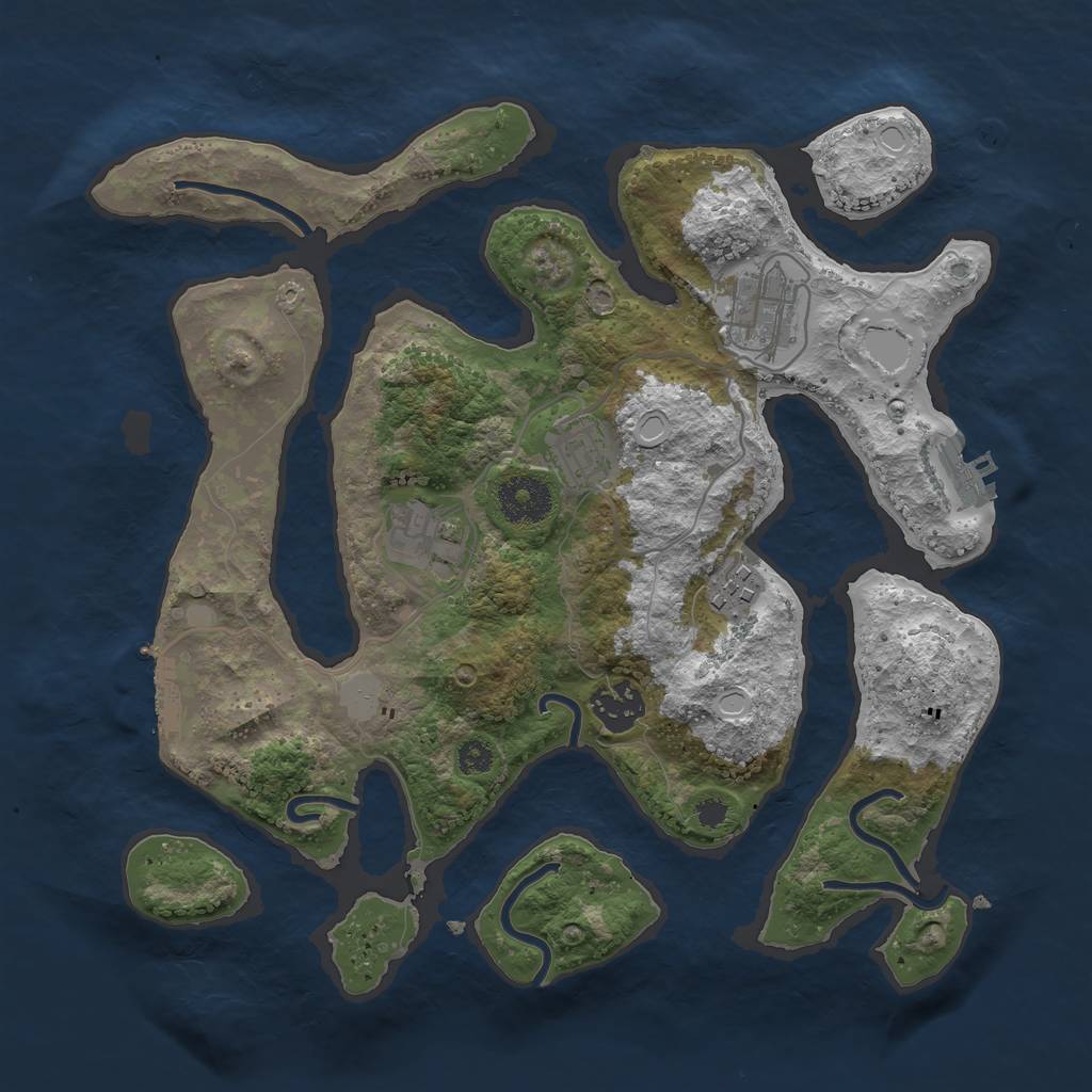 Rust Map: Procedural Map, Size: 3200, Seed: 2500, 12 Monuments